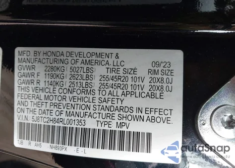 2024 Acura Rdx A-Spec Advance из США, поврежденный, VIN 5J8TC2H84RL001353